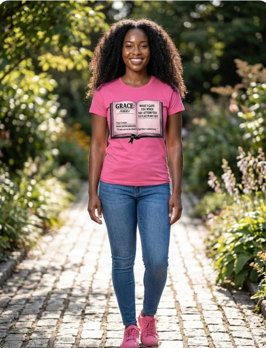 Women wearing Grace Definition Shirt in pink