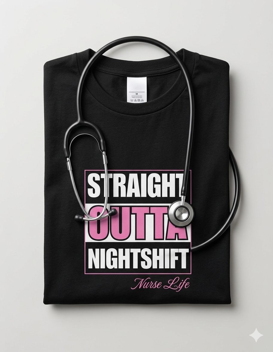 Straight Outta Nightshift Nurse Shirt | Funny Nurse Graphic Tee