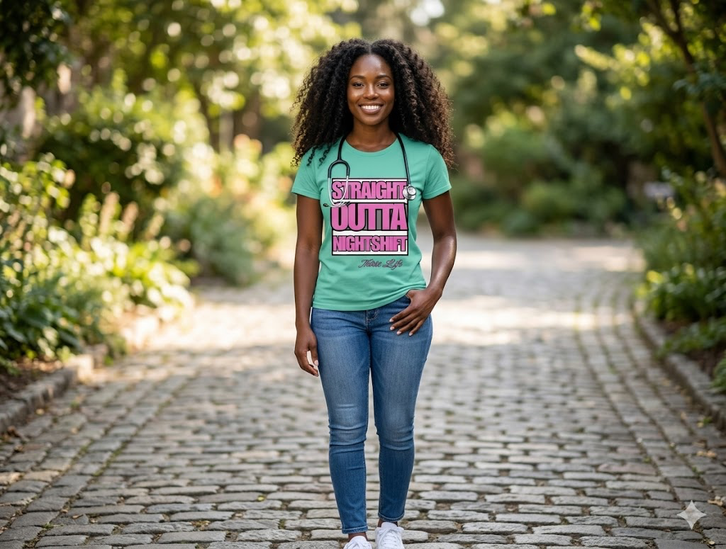Straight Outta Nightshift Nurse Shirt | Funny Nurse Graphic Tee
