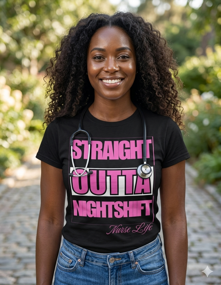 Straight Outta Nightshift Nurse Shirt | Funny Nurse Graphic Tee